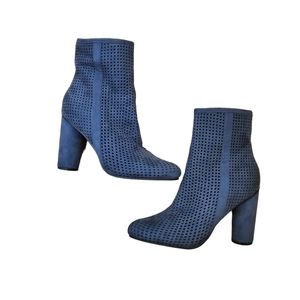 Hot Kiss Faux Suede‎ Blue Waffle Ankle Boots Size 10 New